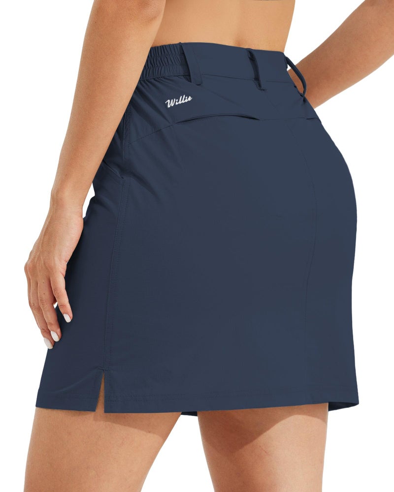 Willit Women's Skorts Golf Casual Skort Skirts UPF 50+ Quick Dry Zip Pockets Outdoor Hiking Navy Blue M - Image 3